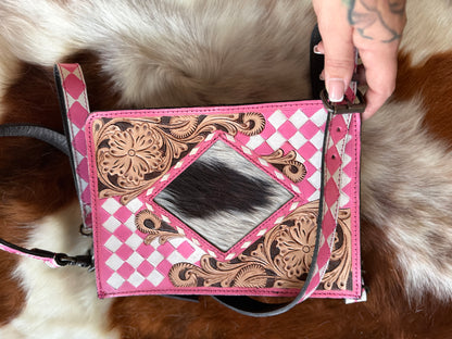 Pink checker Crossbody bag