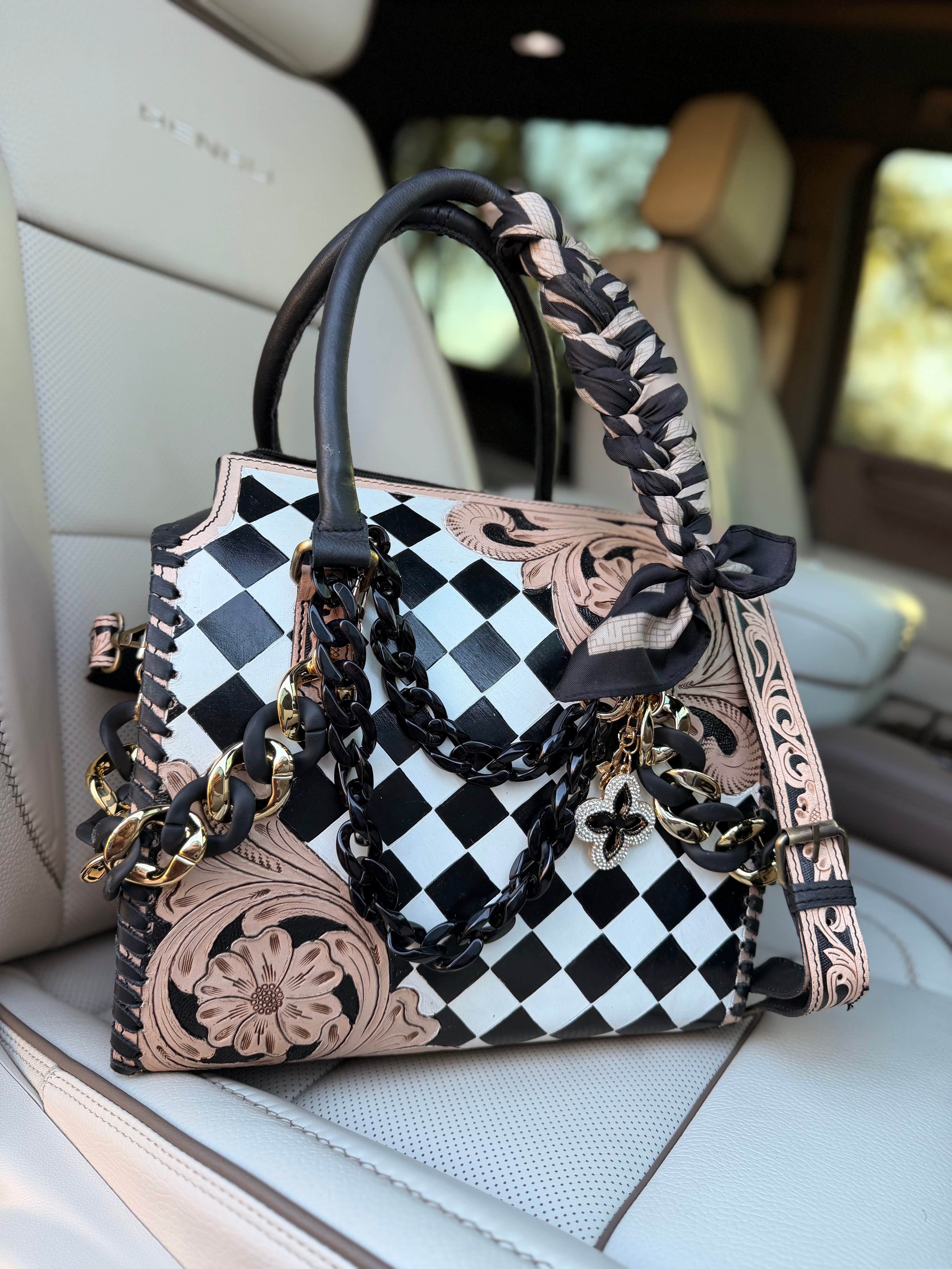 “Starlight Saddle” tooled leather speedy (L)