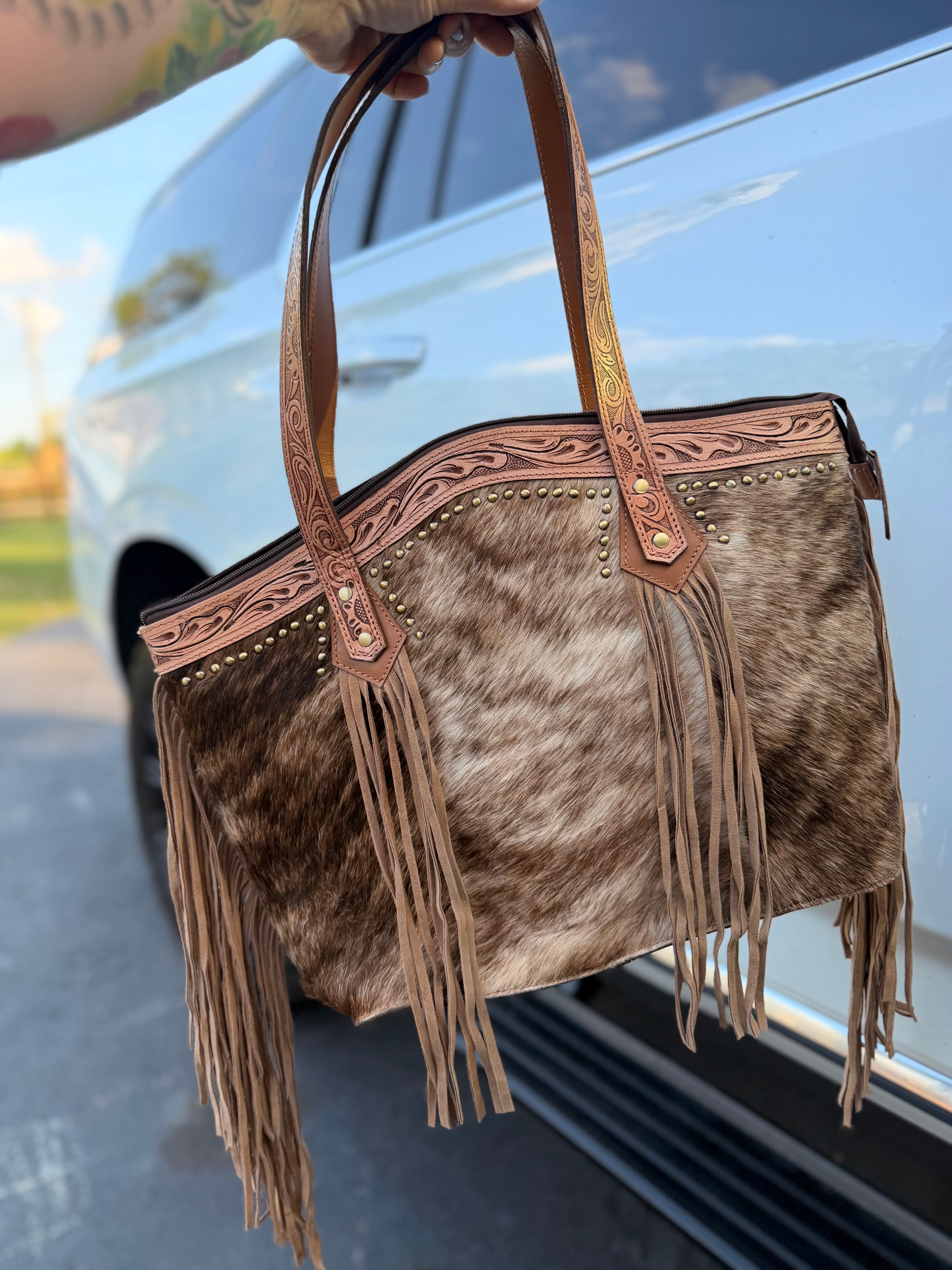 “Hazel” Brindle satchel by the Painted Porches