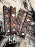 Tooled leather 7.5” wristlet
