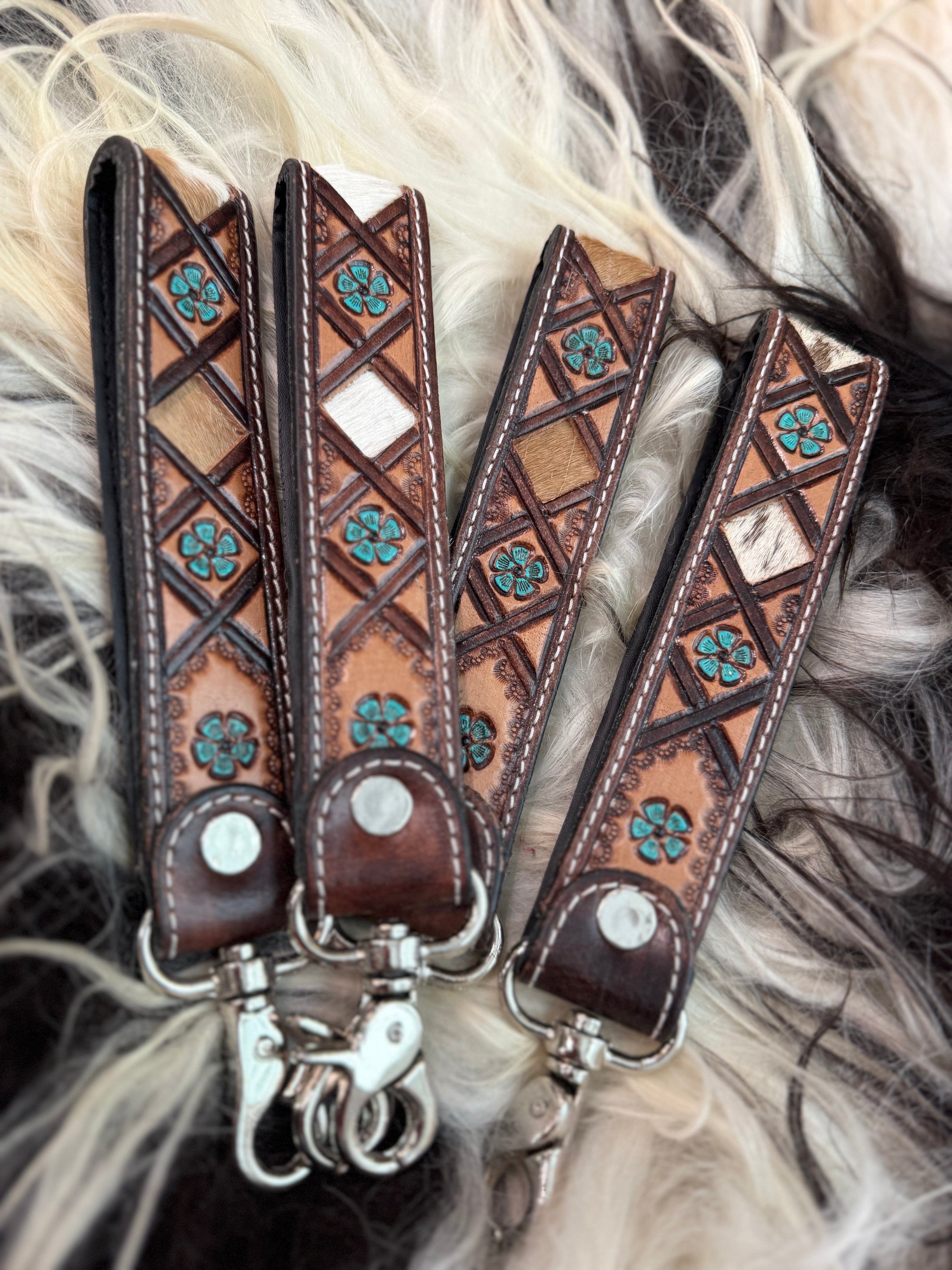 Tooled leather 7.5” wristlet