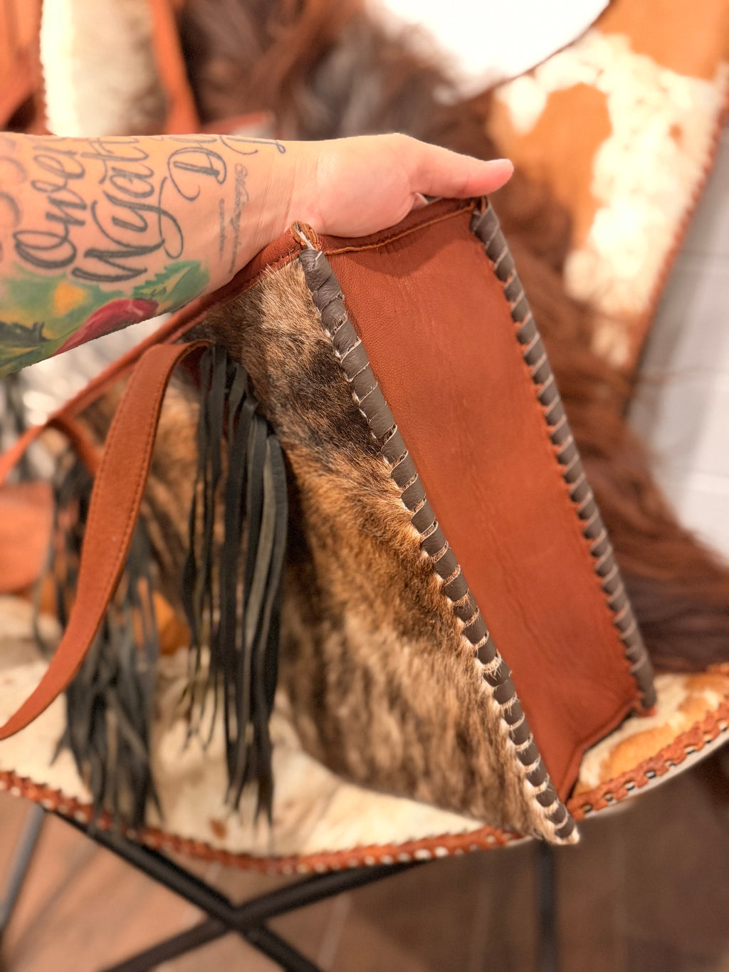 The Brindle Tote - cowhide &  leather / by The Painted Porches