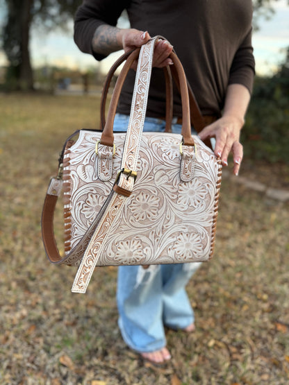 White tooled leather speedy (L)