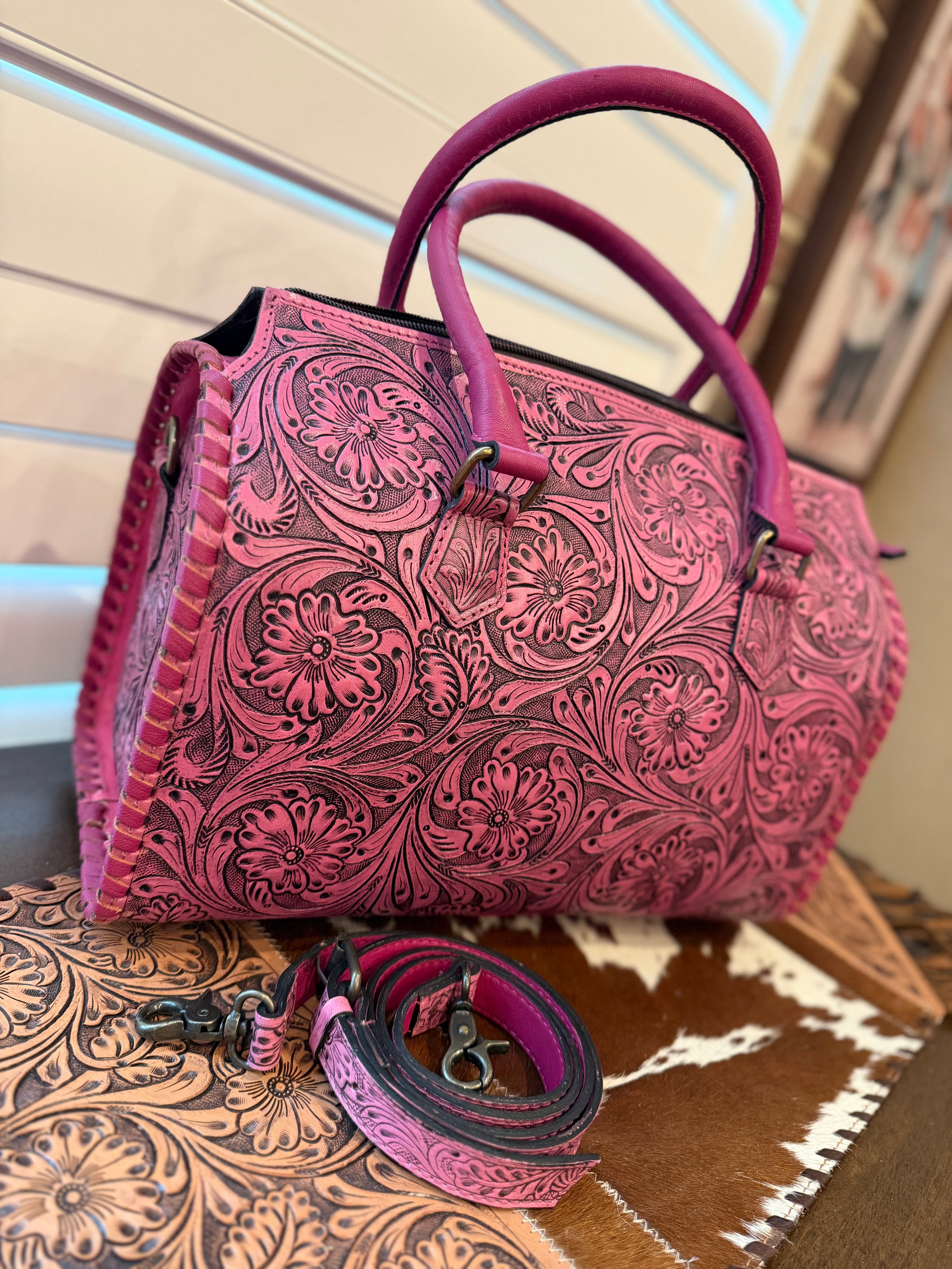 tooled leather speedy duffle (L)