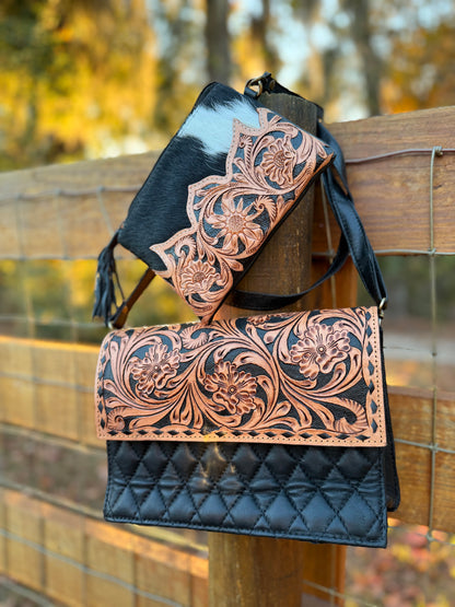 Cowhide/ tooled leather 3 piece set