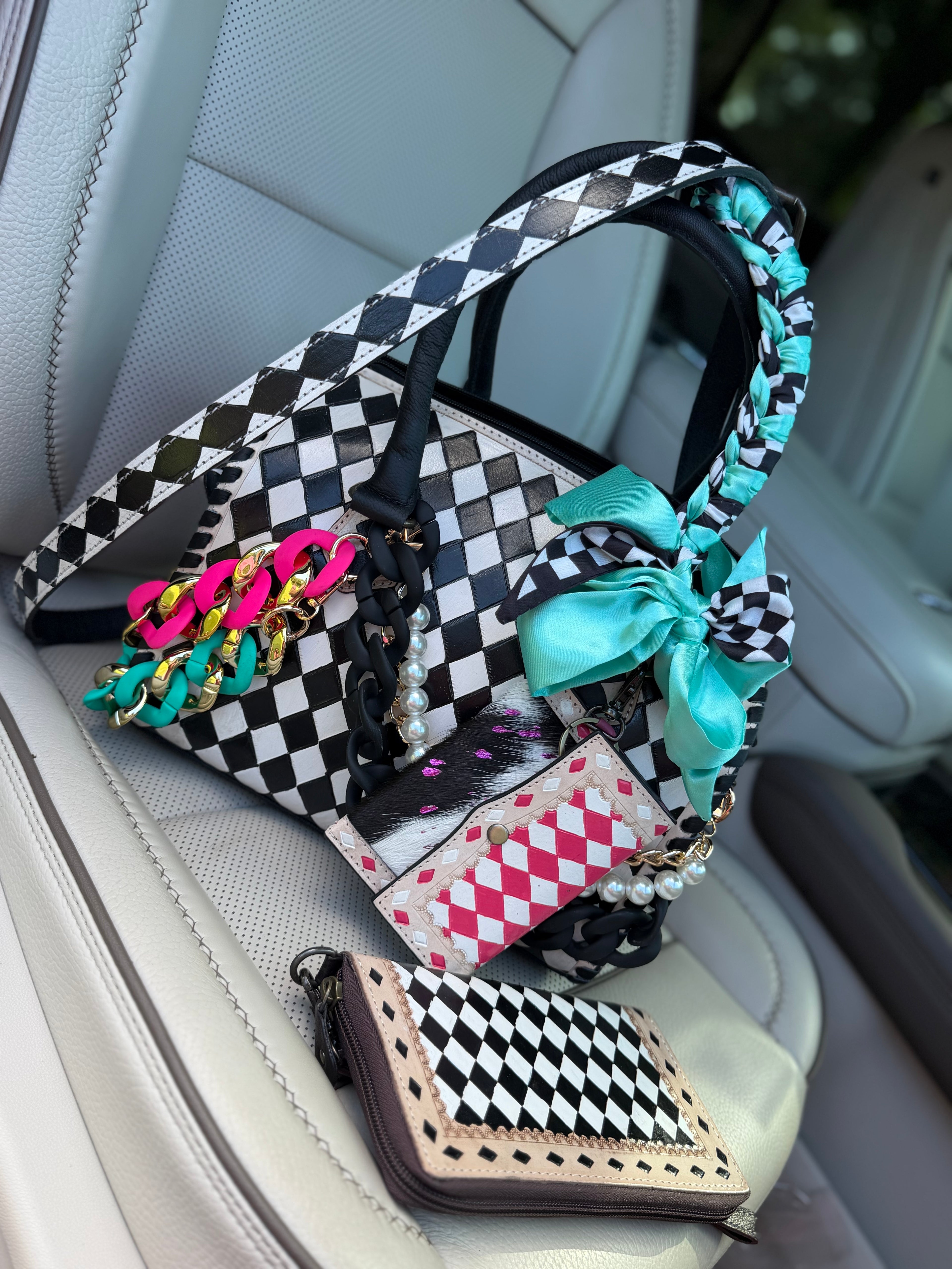 "Boujee Rodeo" -checker tooled leather speedy (M)
