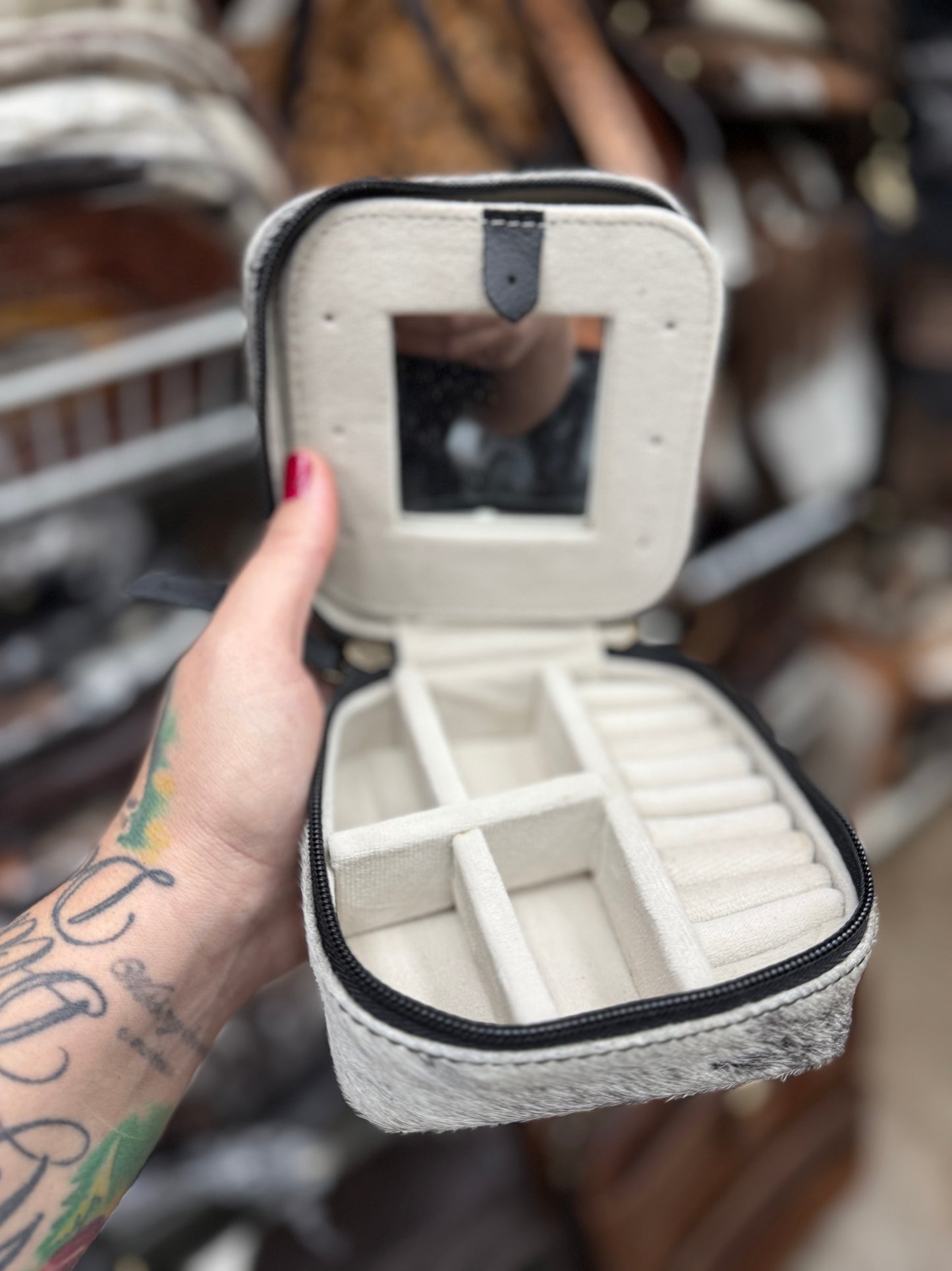 Tooled leather / cowhide Jewelry box
