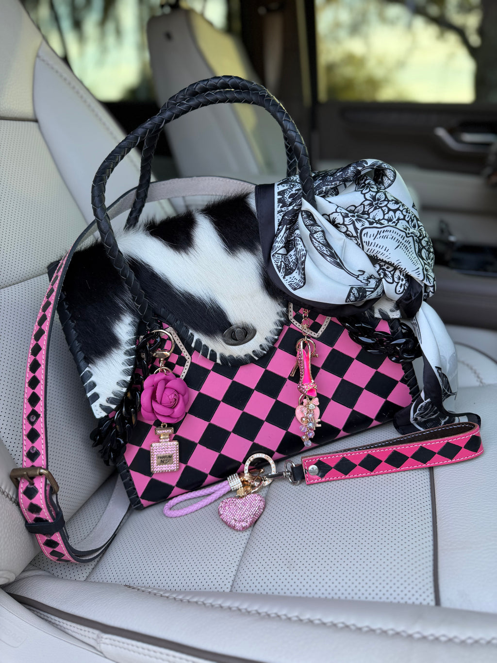 “Pink Vixen” - black/pink checker tote