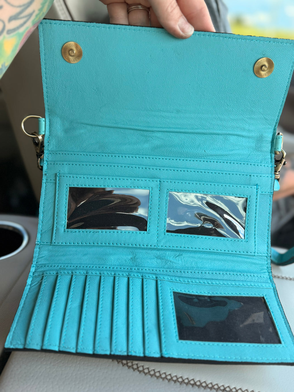 Tooled leather clutch crossbody
