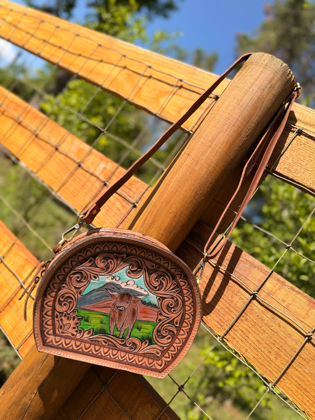 Highland crossbody tooled leather bag