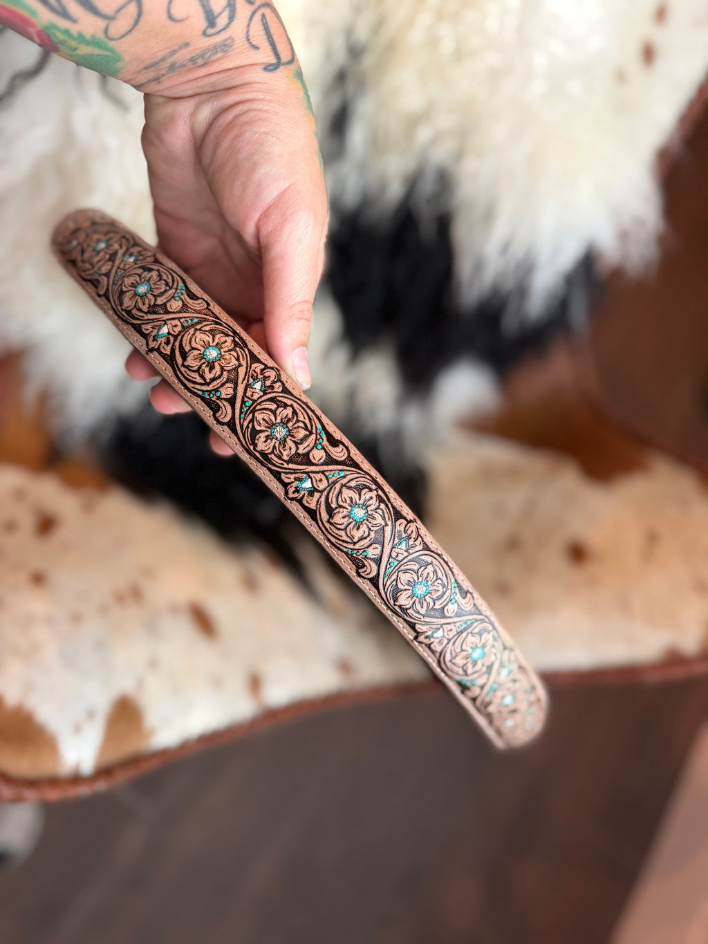 16 “ tooled leather steering wheel cover - read description before purchase