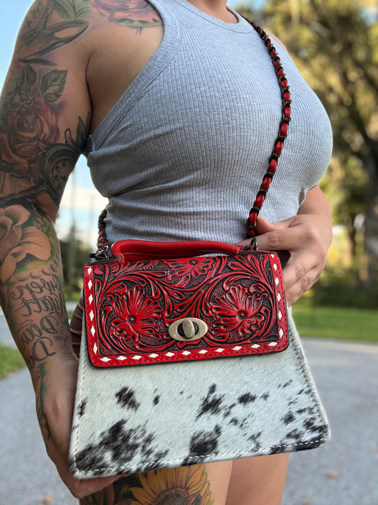 Tooled small purse crossbody