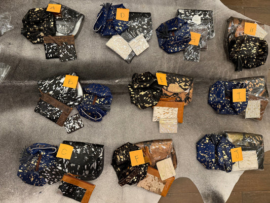 4 piece acid wash cowhide set