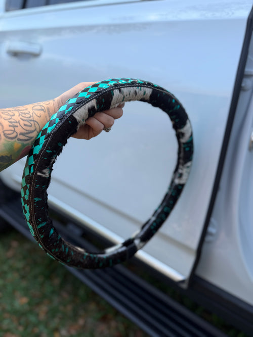 16 “ tooled leather cowhide steering wheel cover - read description before purchase