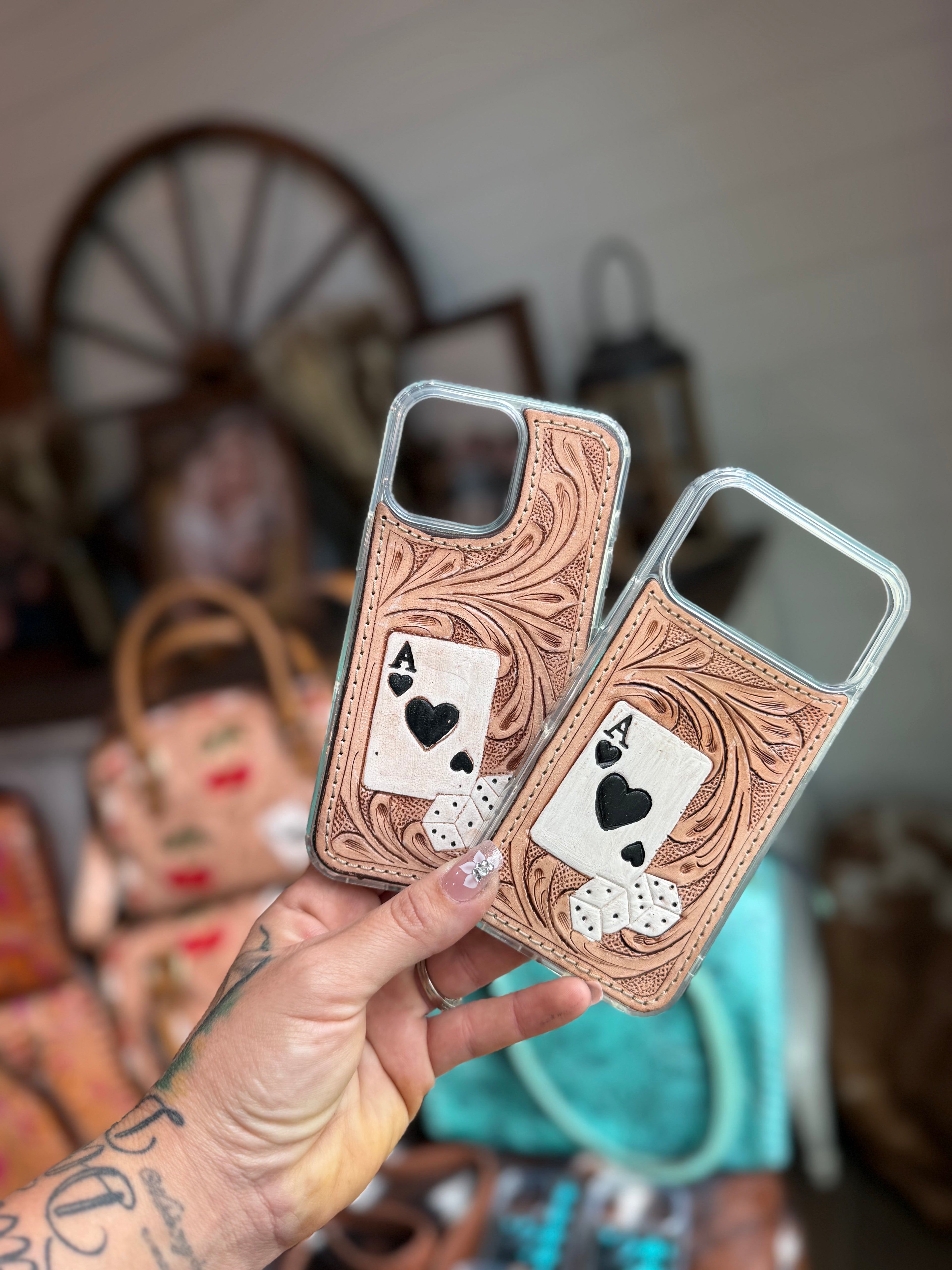 iPhone 17 pro and 17  pro max phone case tooled leather