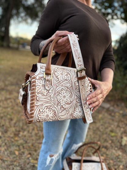 White tooled leather speedy (M)