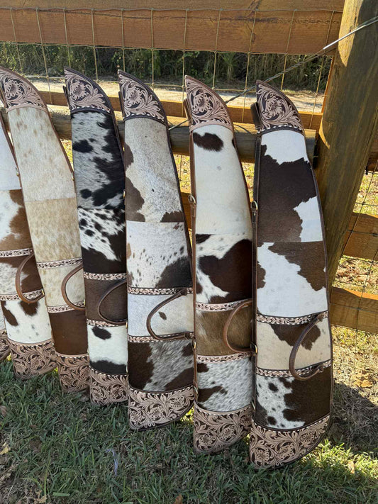 Tooled leather rifle case