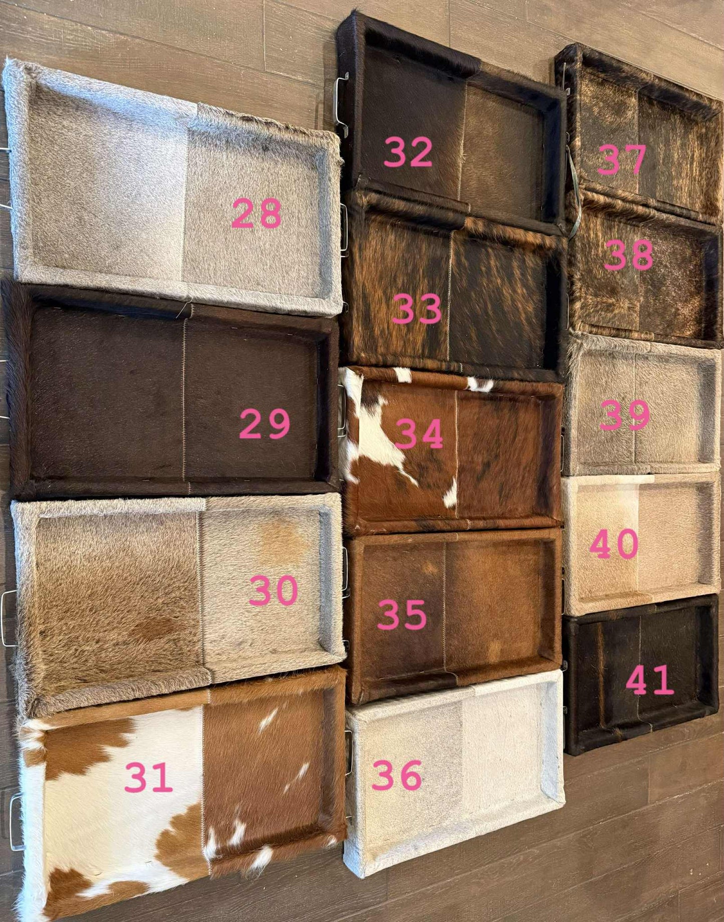 Large cowhide serving tray