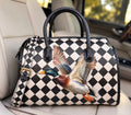 Mallard Black/white checker tooled leather speedy duffle (L)