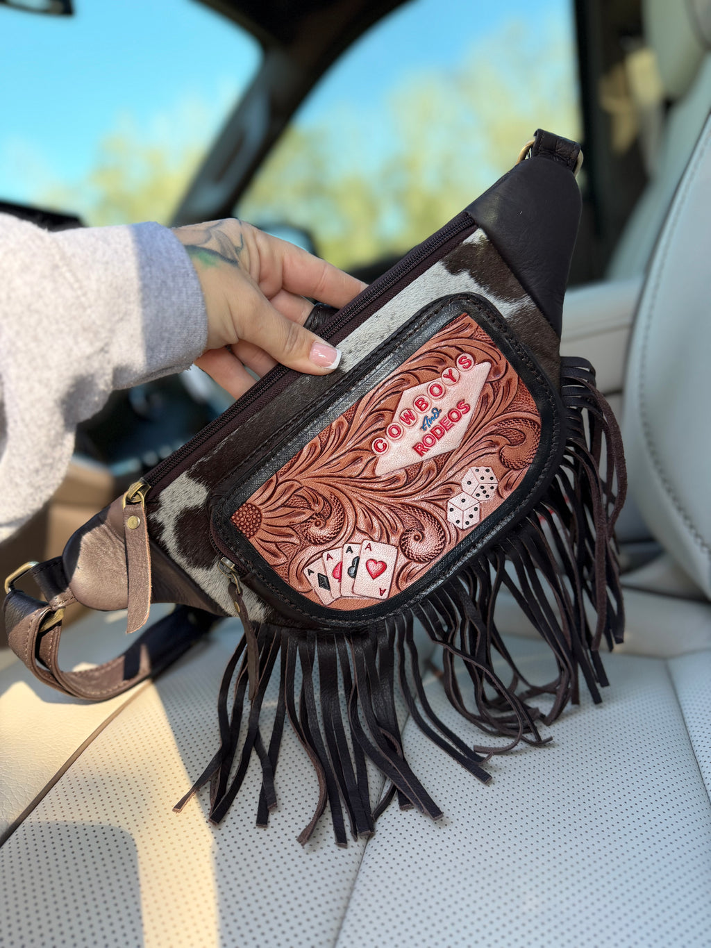 Vegas tooled leather bum bag