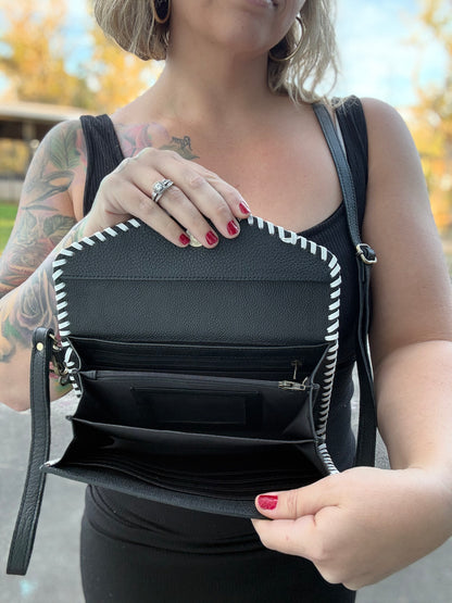 Checker print cross body