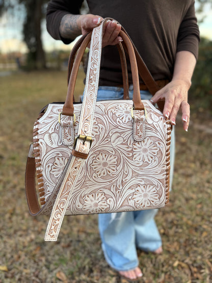 White tooled leather speedy (L)