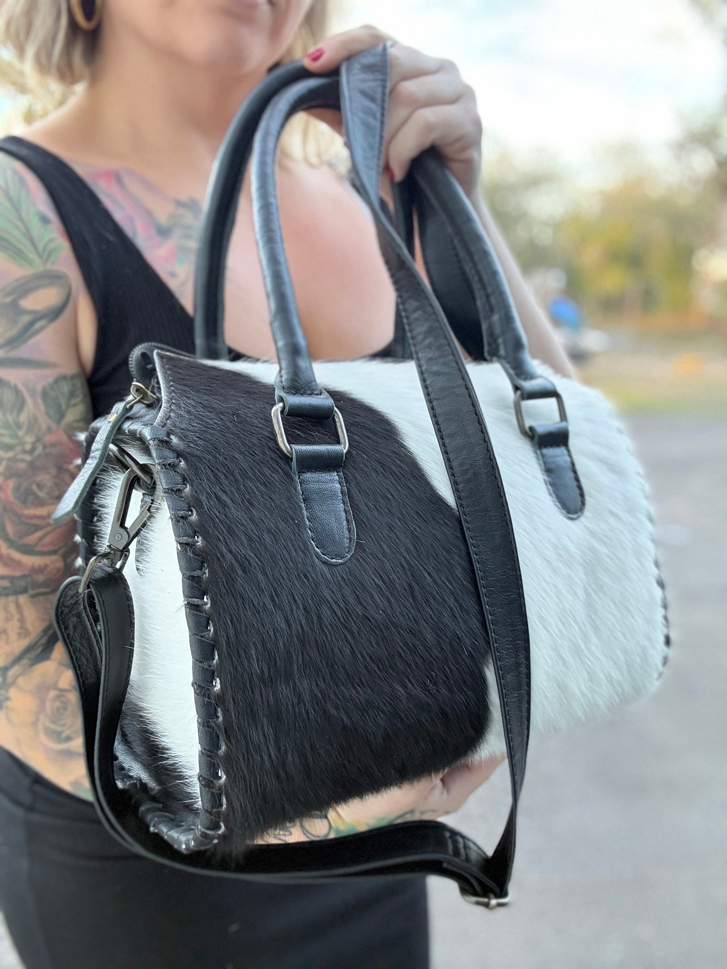 Black and white cowhide speedy (M)