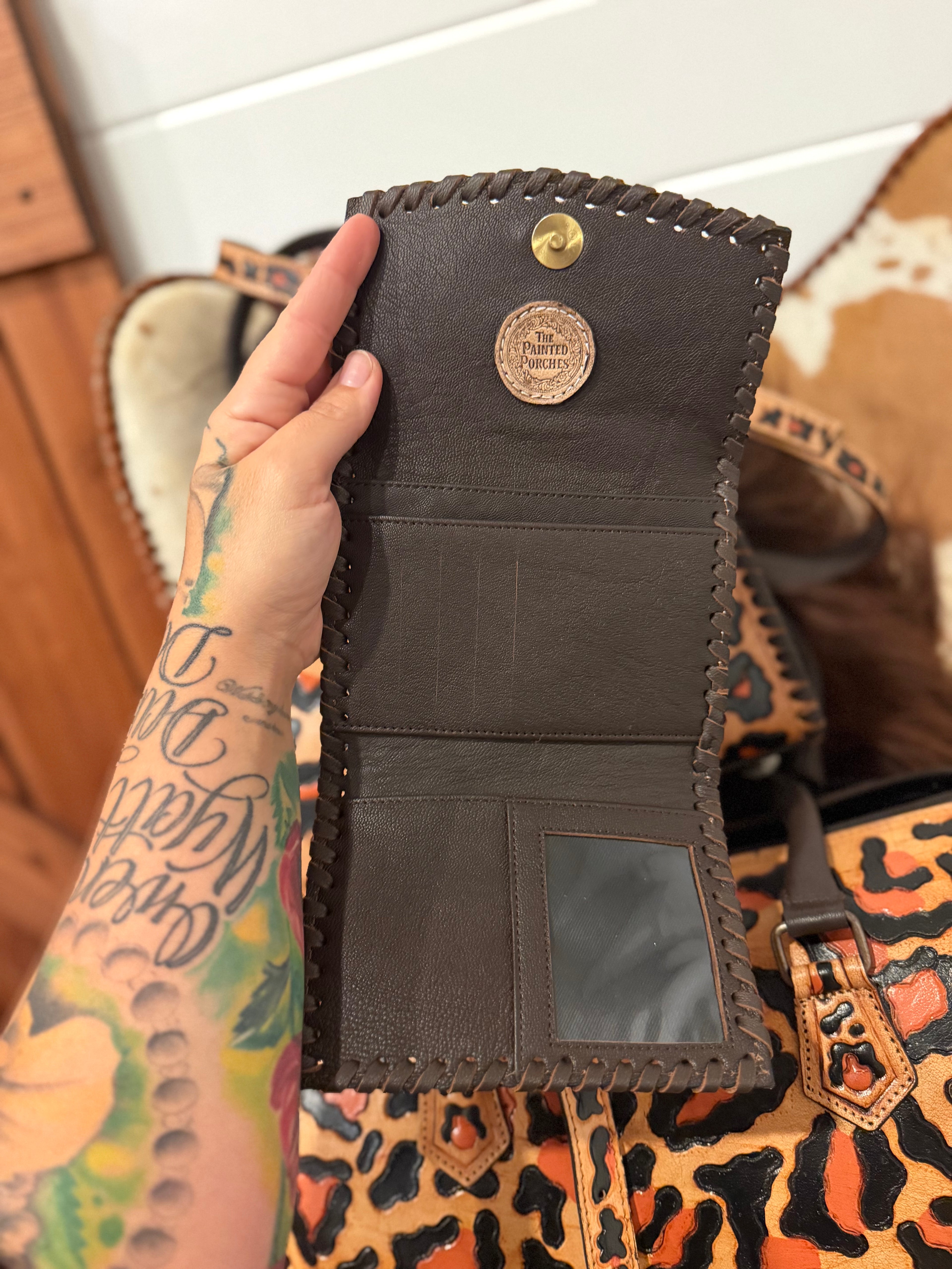 Western cheetah tooled wallet - by The Painted Porches
