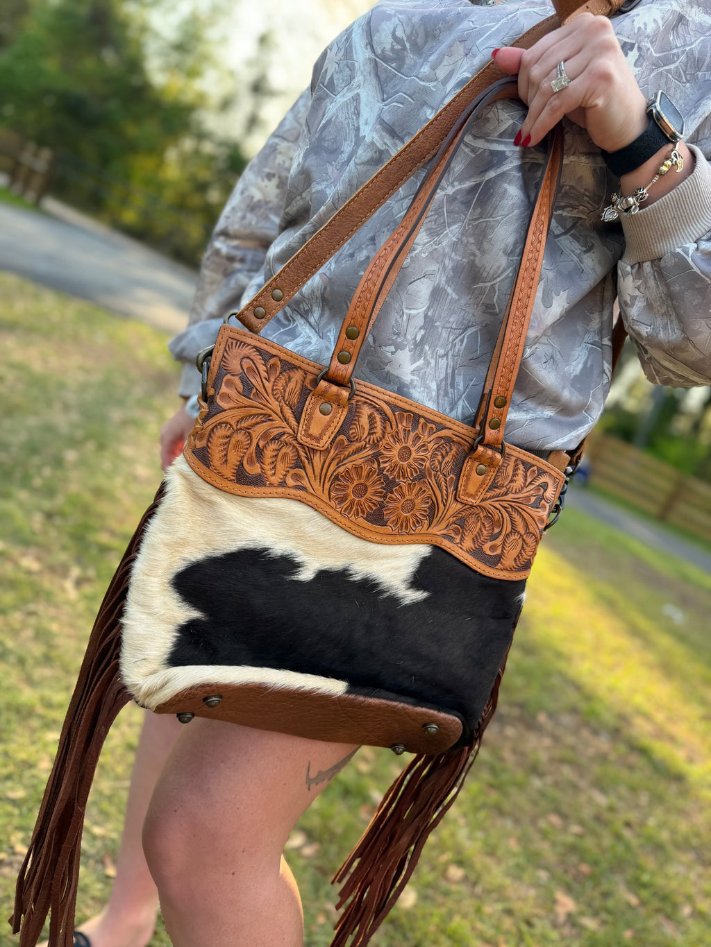 cowhide leather purse