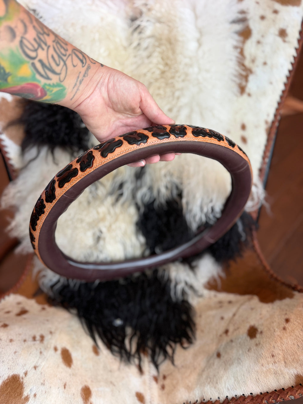 16 “ tooled leather steering wheel cover - read description before purchase