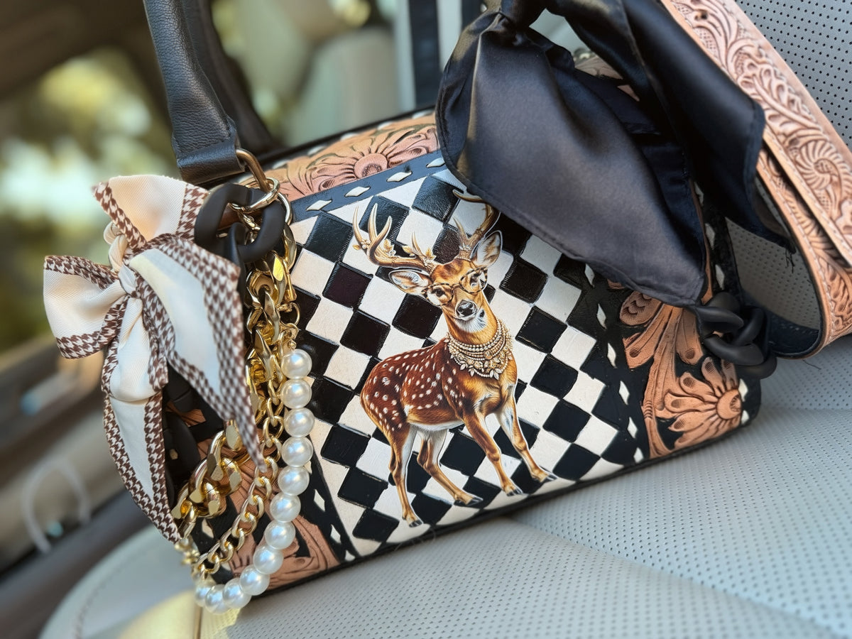 The Boujee Buck Speedy 🦌checker tooled leather speedy (medium)
