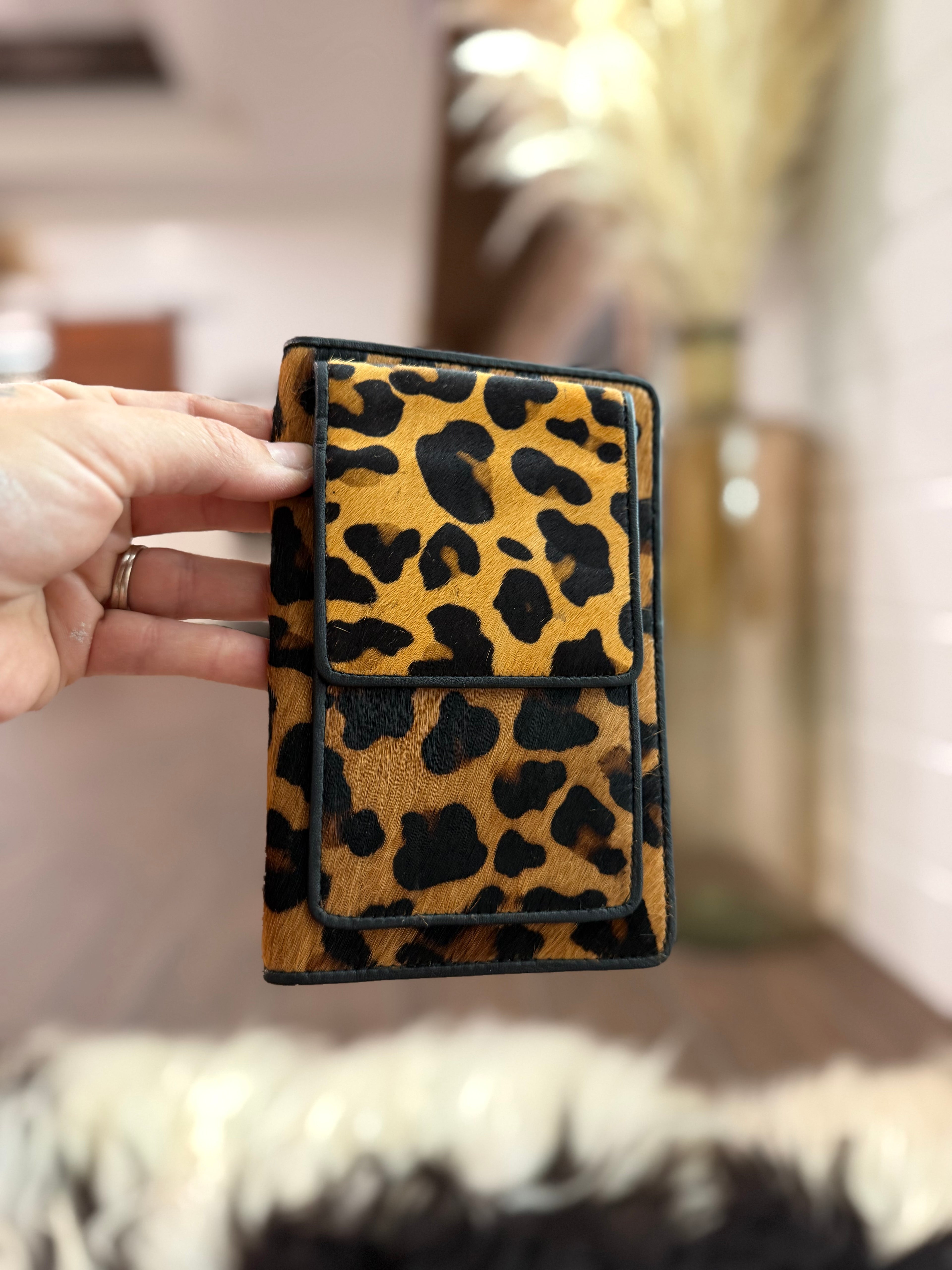 Cheetah cowhide Phone wallet