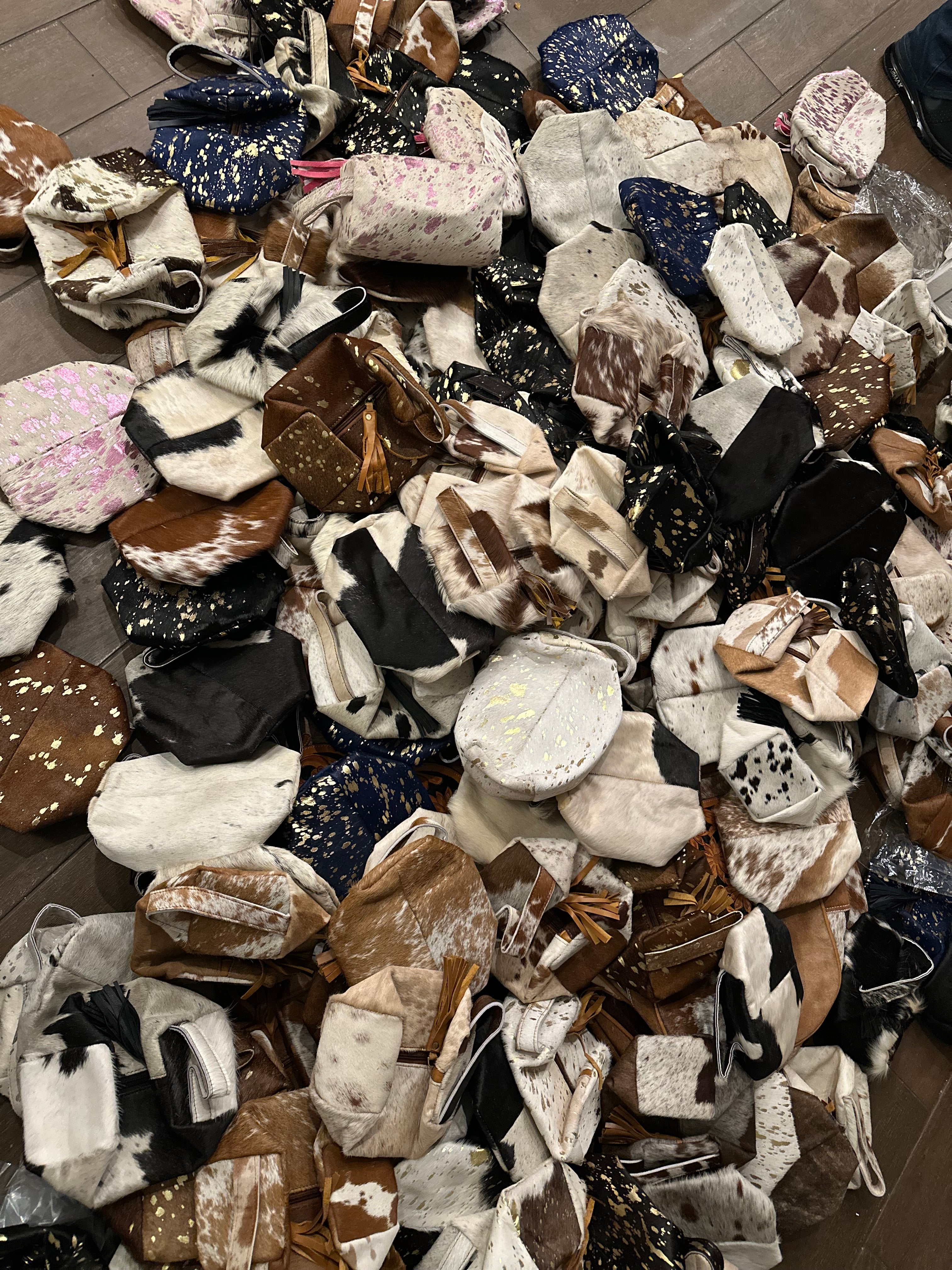 Cowhide makeup bags