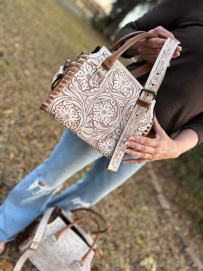 White tooled leather speedy (M)