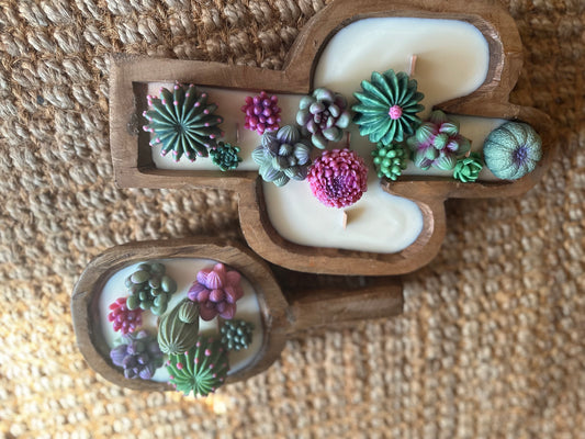 Large Cactus succulent candle