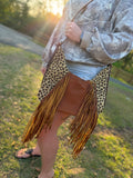 Cheetah hobo purse with fringe