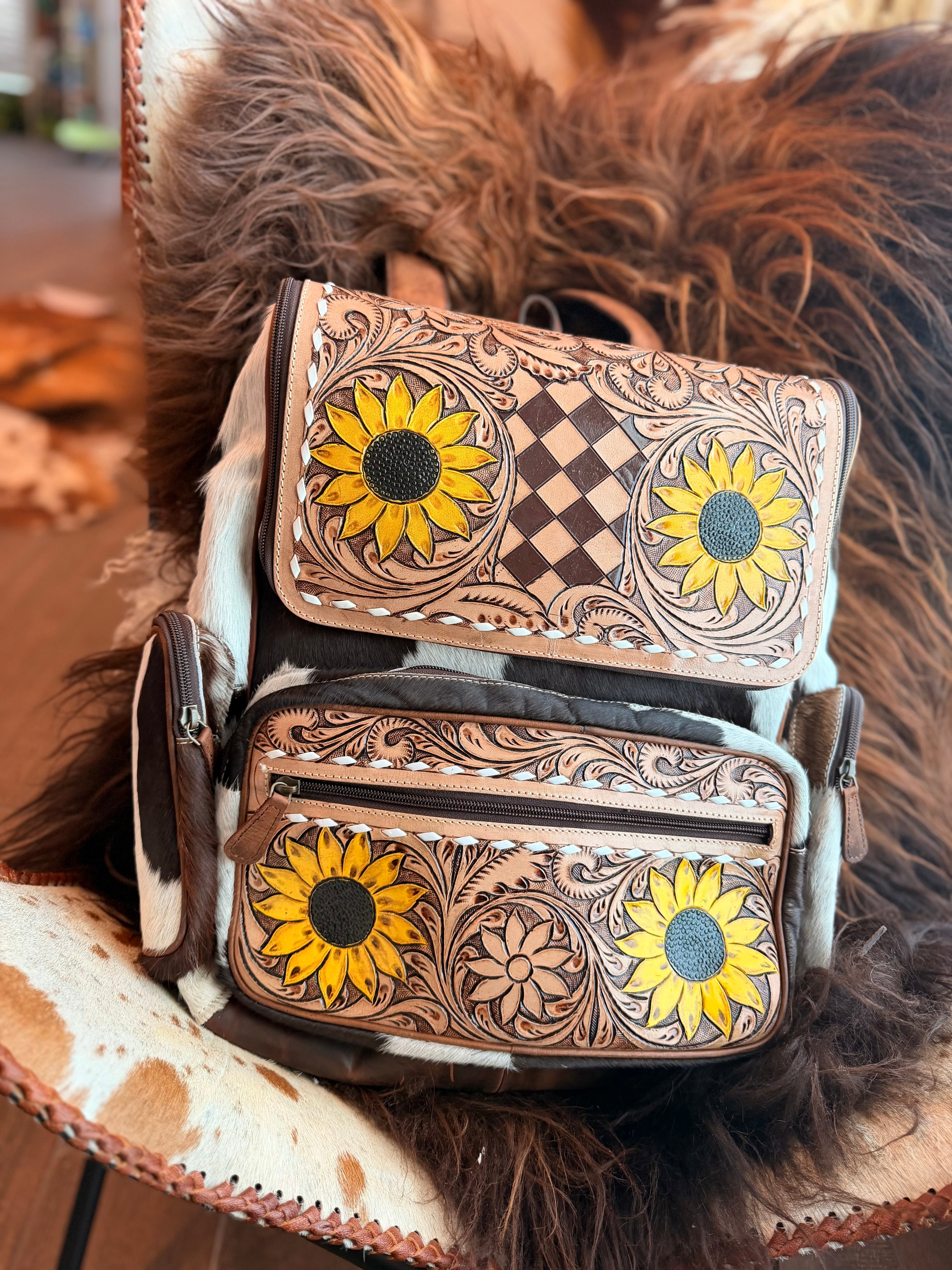Tooled leather bookbag – Painted porch