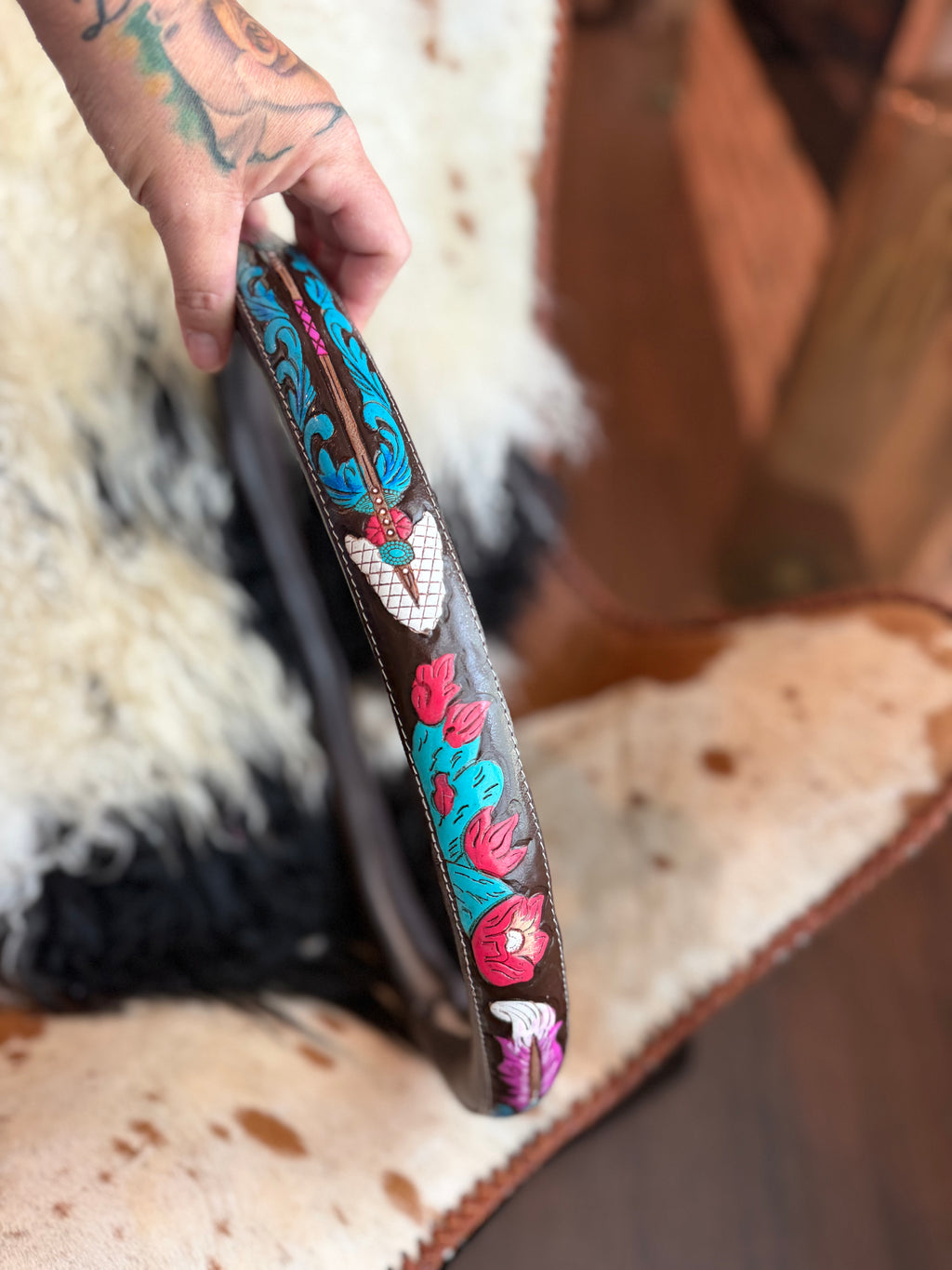16 “ tooled leather steering wheel cover - read description before purchase