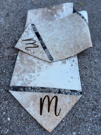 Table runner includes engraving initial