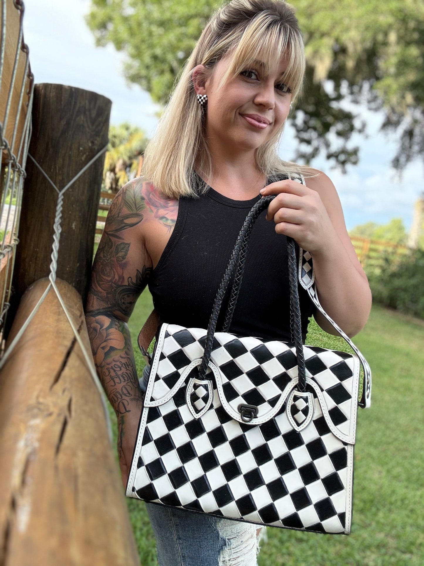 Classy checker purse