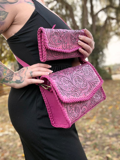 Pink tooled leather (set)