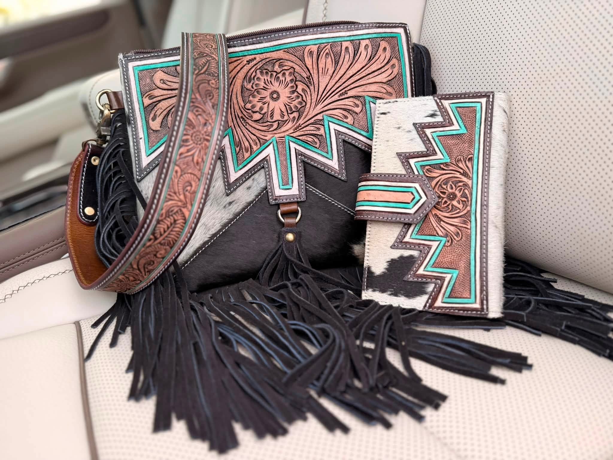 Crossbody Aztec purse set