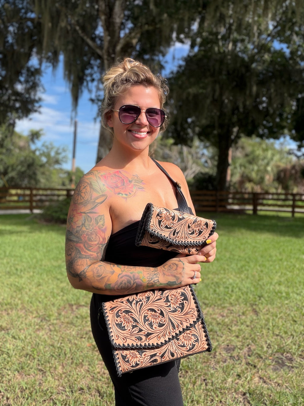 Tooled purse set with wallet