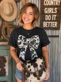 Cowhide bow -comfort color short sleeve tee