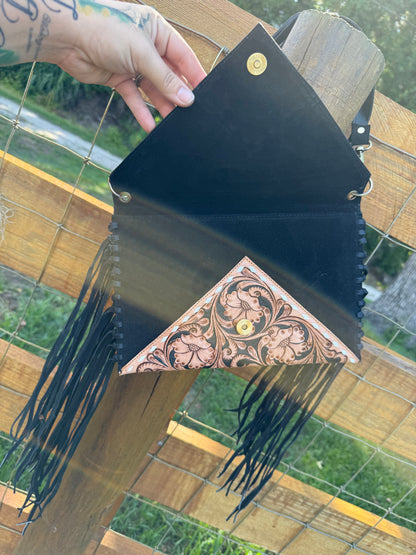 Envelope purse tooled leather