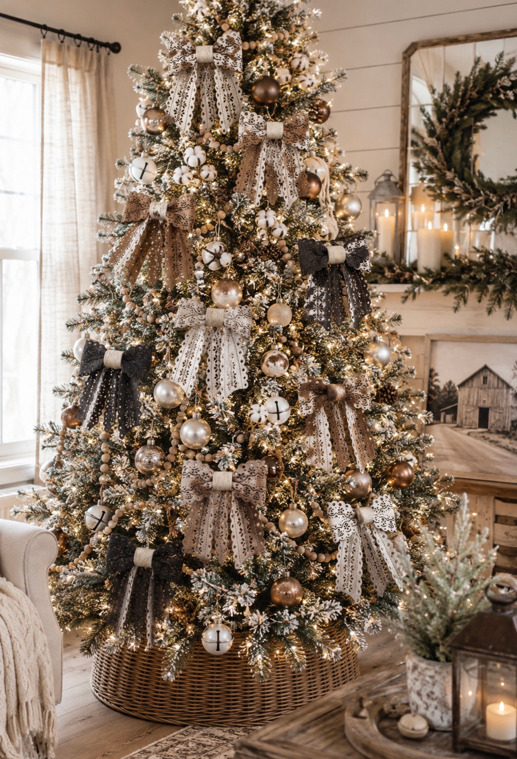 XL  jumbo 11” cowhide lace design bow ornament
