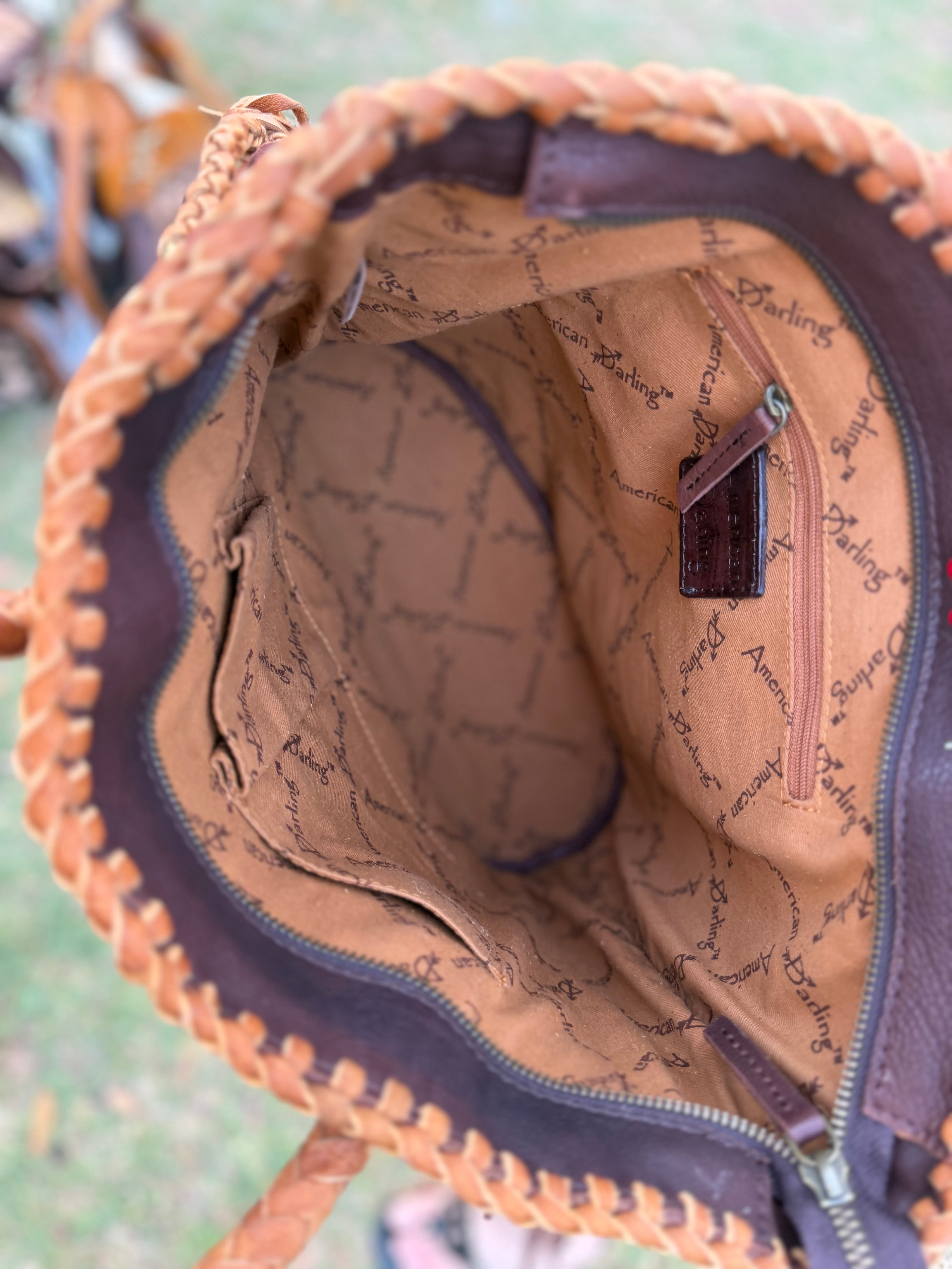 Brown fringe tote
