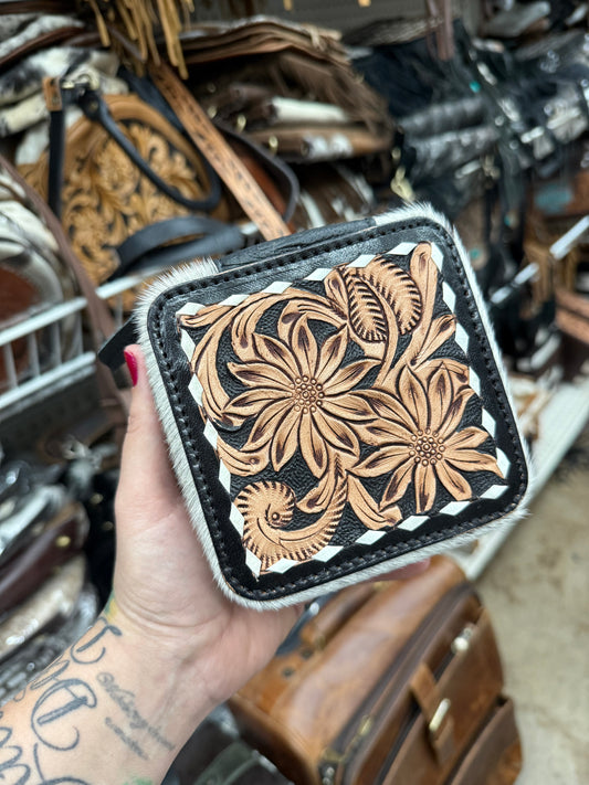Tooled leather / cowhide Jewelry box