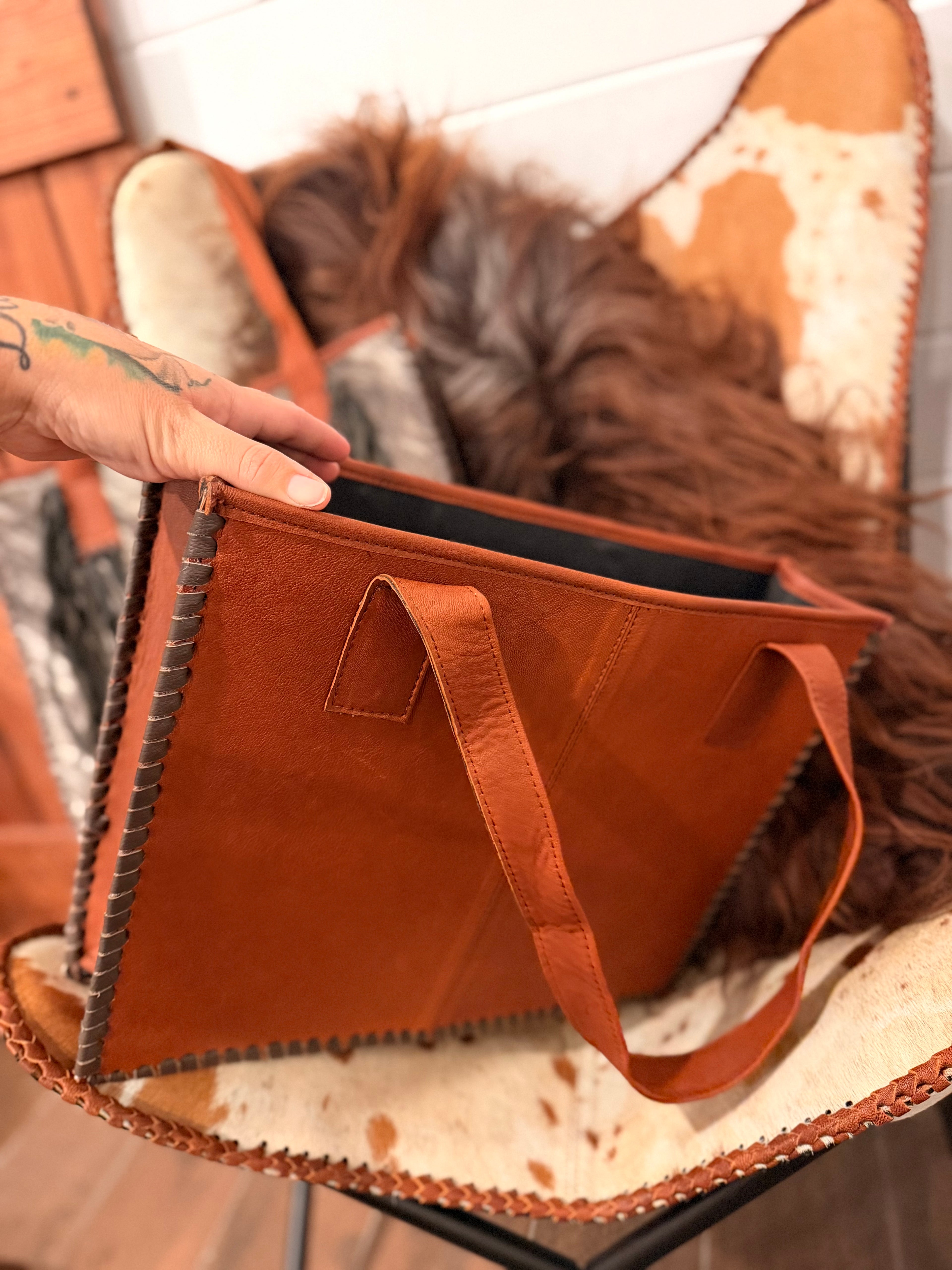 The Brindle Tote - cowhide &  leather / by The Painted Porches