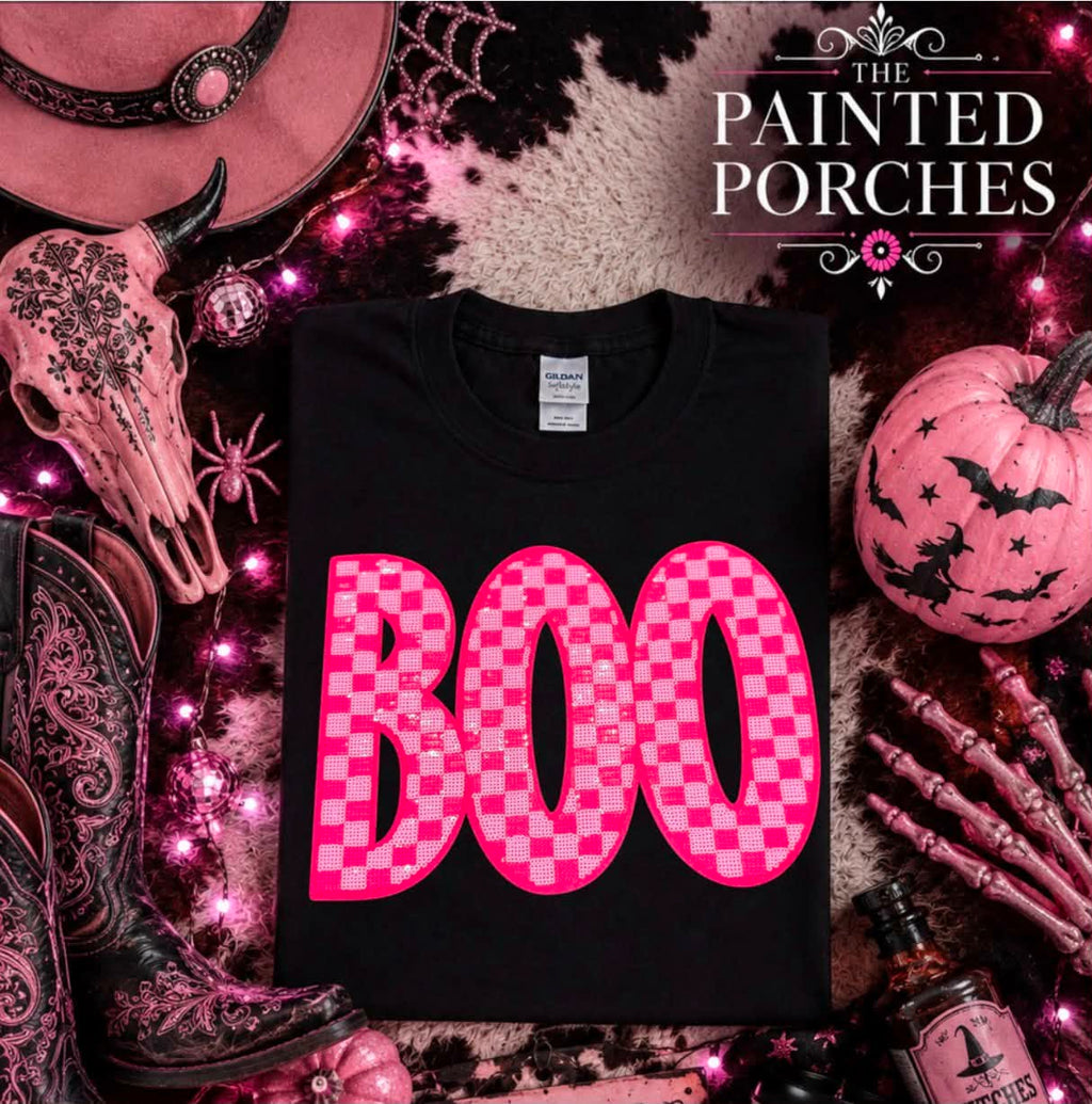 BOO sequin applique' tee